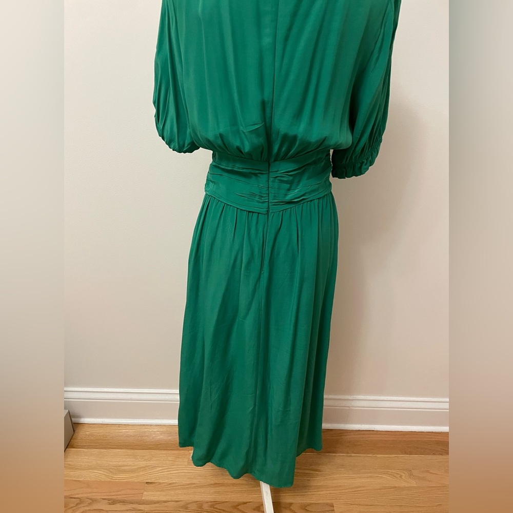 Zara Green Quarter Sleeve V-Neck Dress With Buttons size medium - Picture 7 of 9